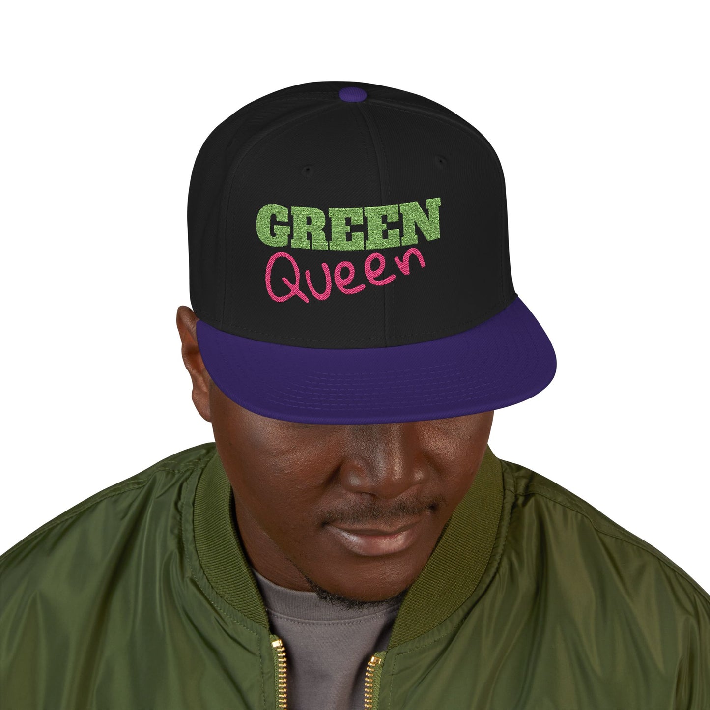 Green Queen Embroidered Snapback
