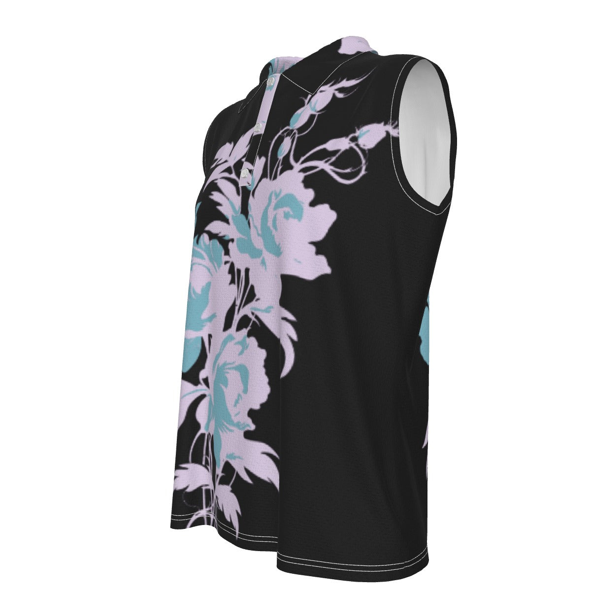 Blue Rose Sleeveless Polo Shirt