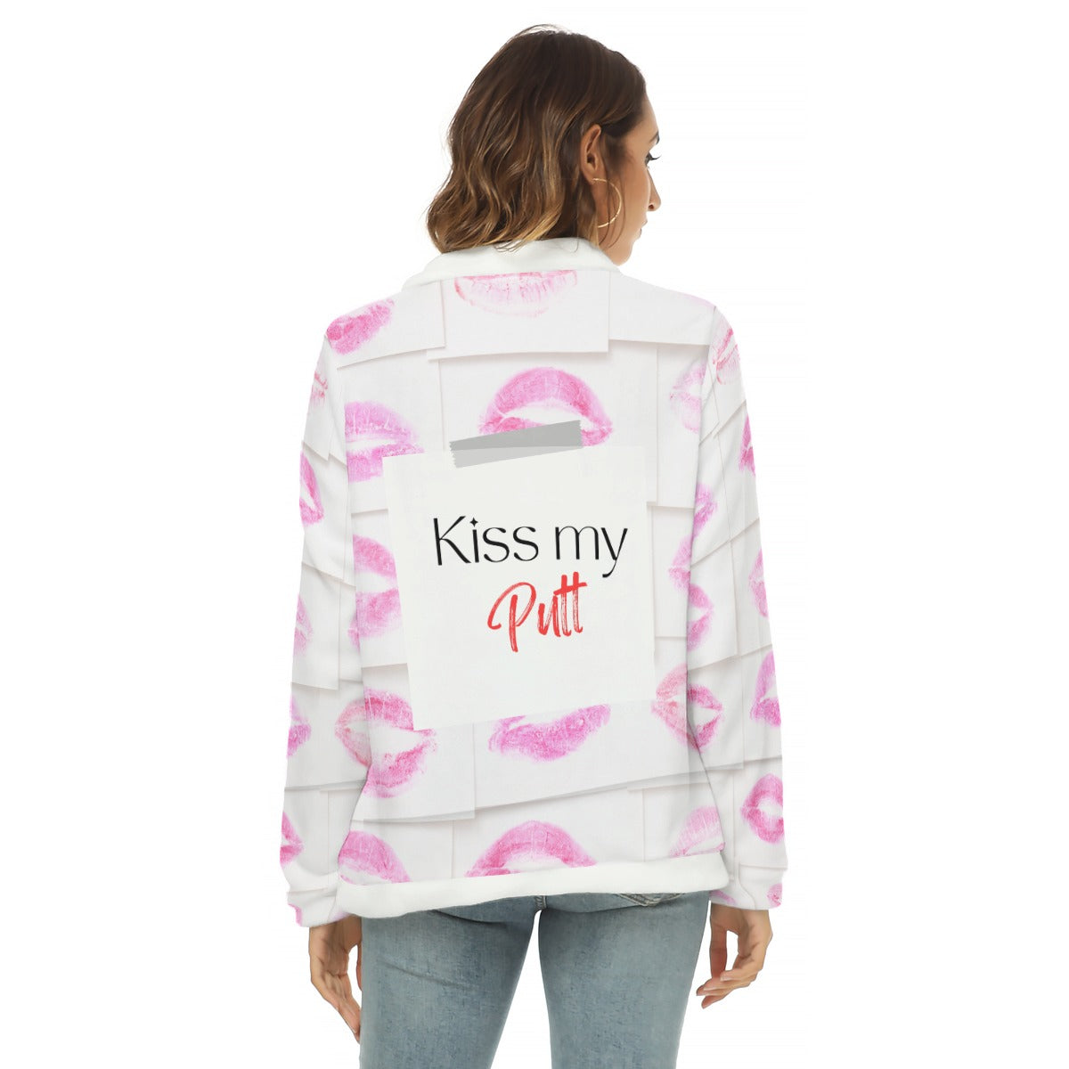 Kiss My Putt Women's Borg Fleece Sweatshirt With Half Zip