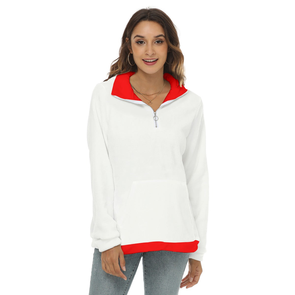 Kaboom! Women's Borg Fleece Sweatshirt With Half Zip