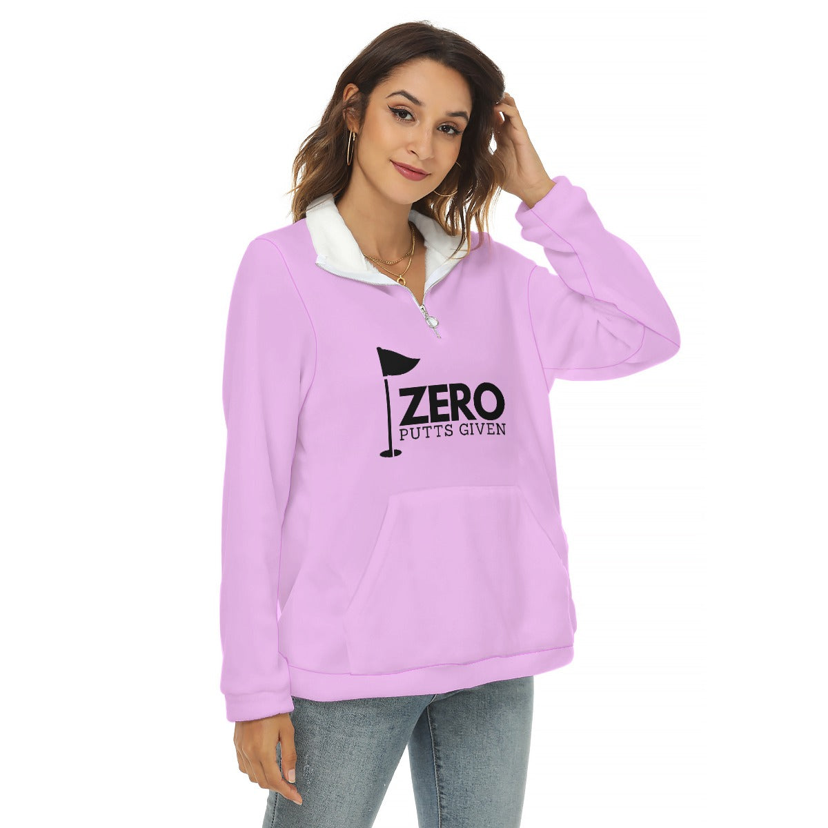 Zero Putts Given Women's Borg Fleece Sweatshirt With Half Zip