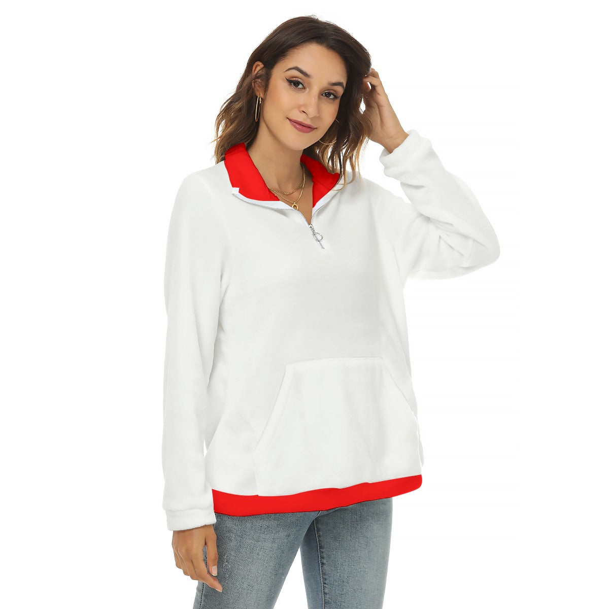 Kaboom! Women's Borg Fleece Sweatshirt With Half Zip