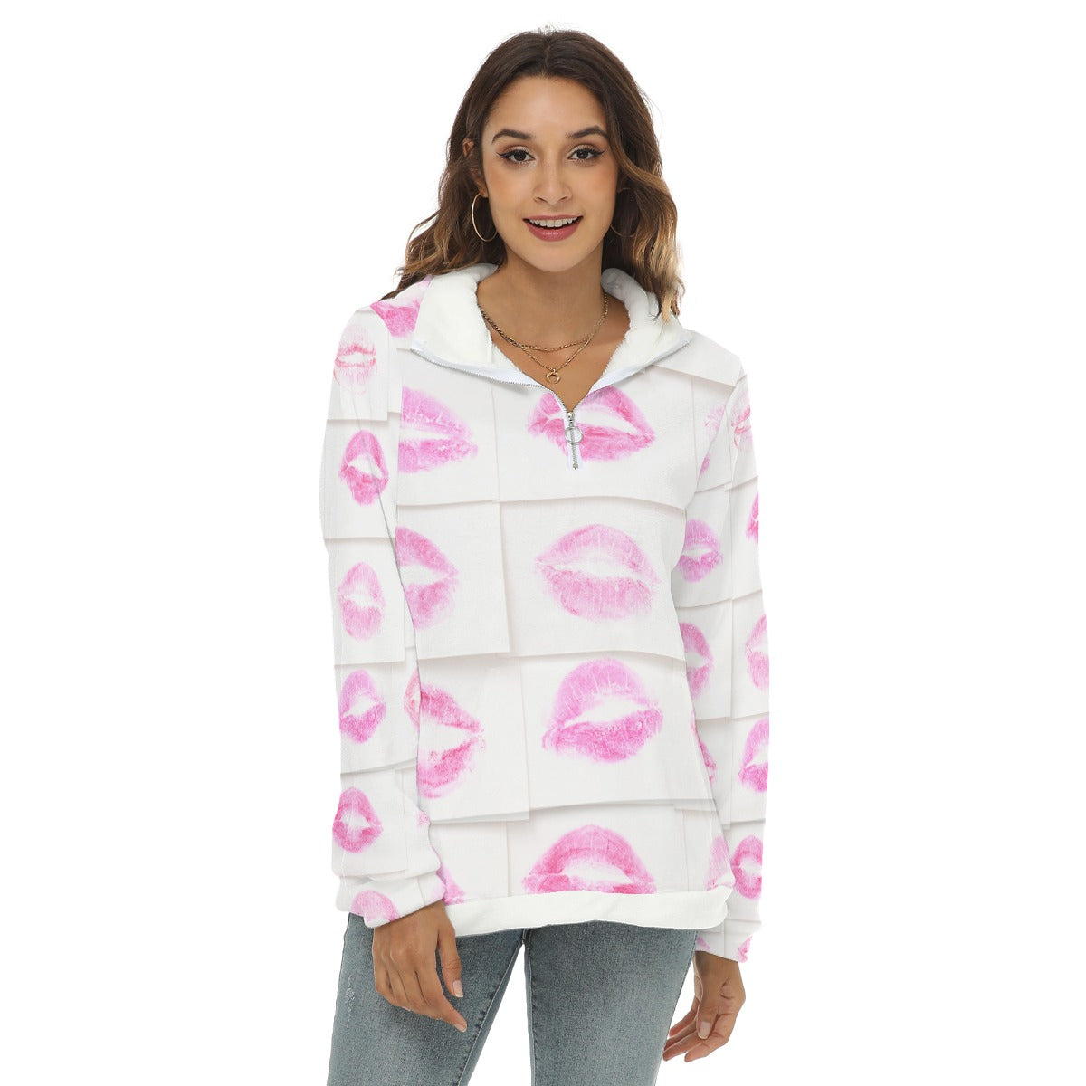 Kiss My Putt Women's Borg Fleece Sweatshirt With Half Zip