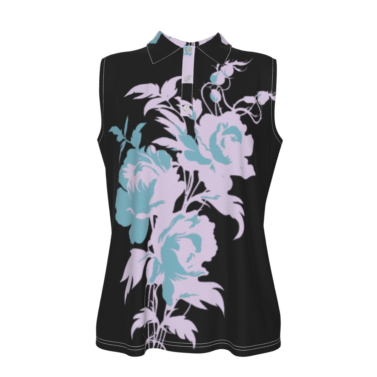 Blue Rose Sleeveless Polo Shirt