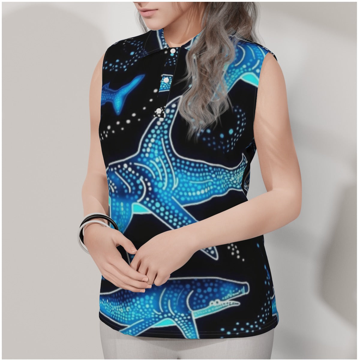 Shark Attack Women's Sleeveless POLO Shirt