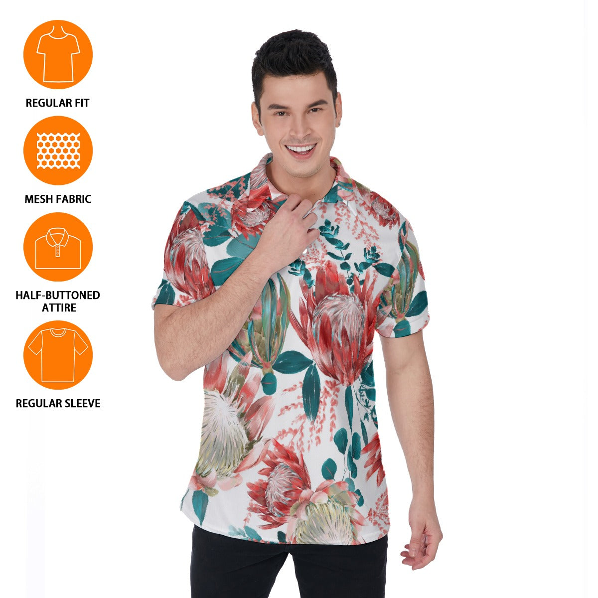 Flower Fire Men's Polo Shirt