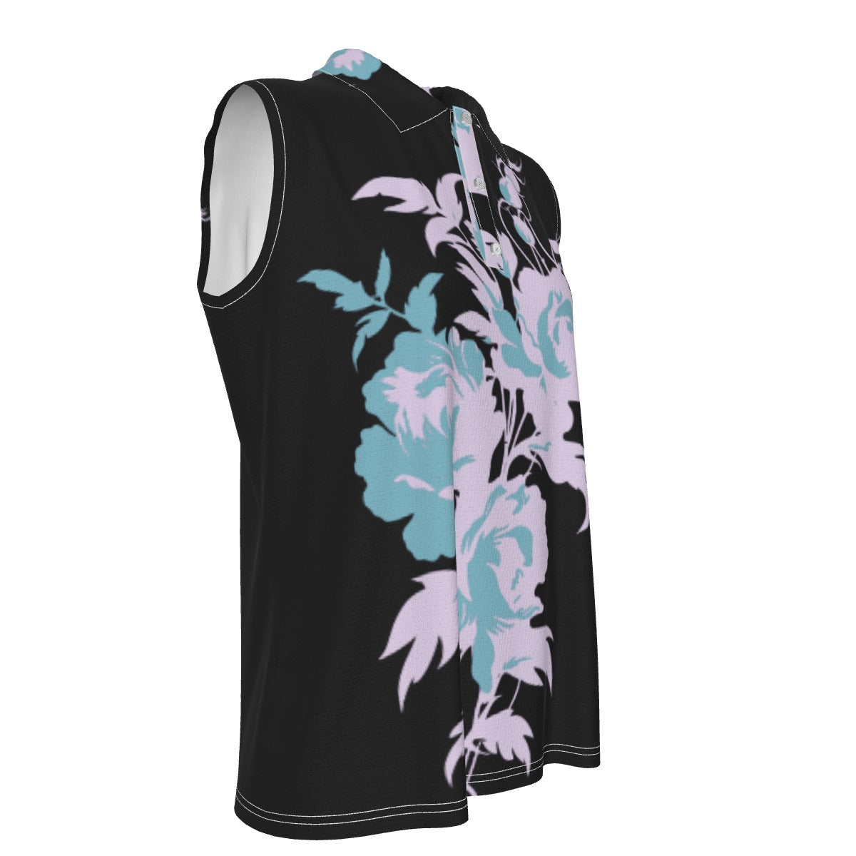 Blue Rose Sleeveless Polo Shirt