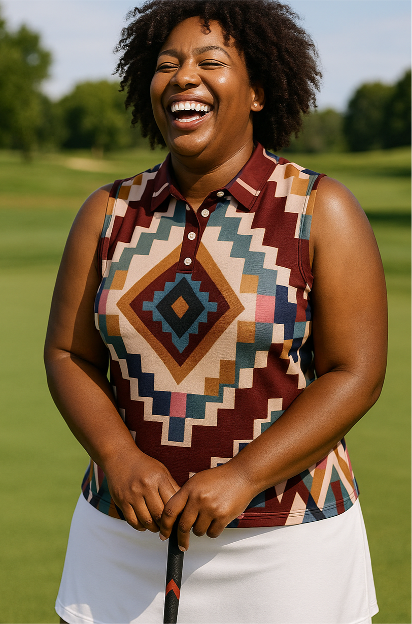 Aztec Sleeveless Polo Shirt