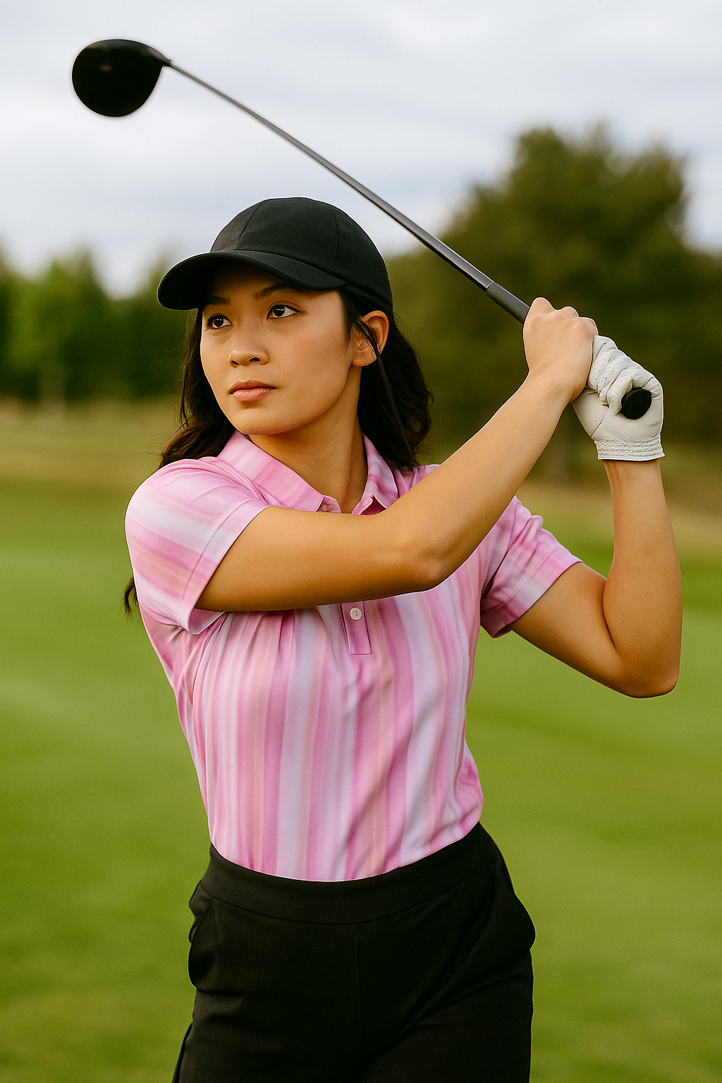 Pink Pinstripe Women's Polo Shirt | Birdseye