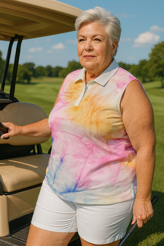 Tie Dye Women's Sleeveless POLO Shirt