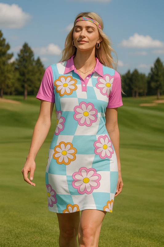 Flower Power Women's Polo Collar Dress