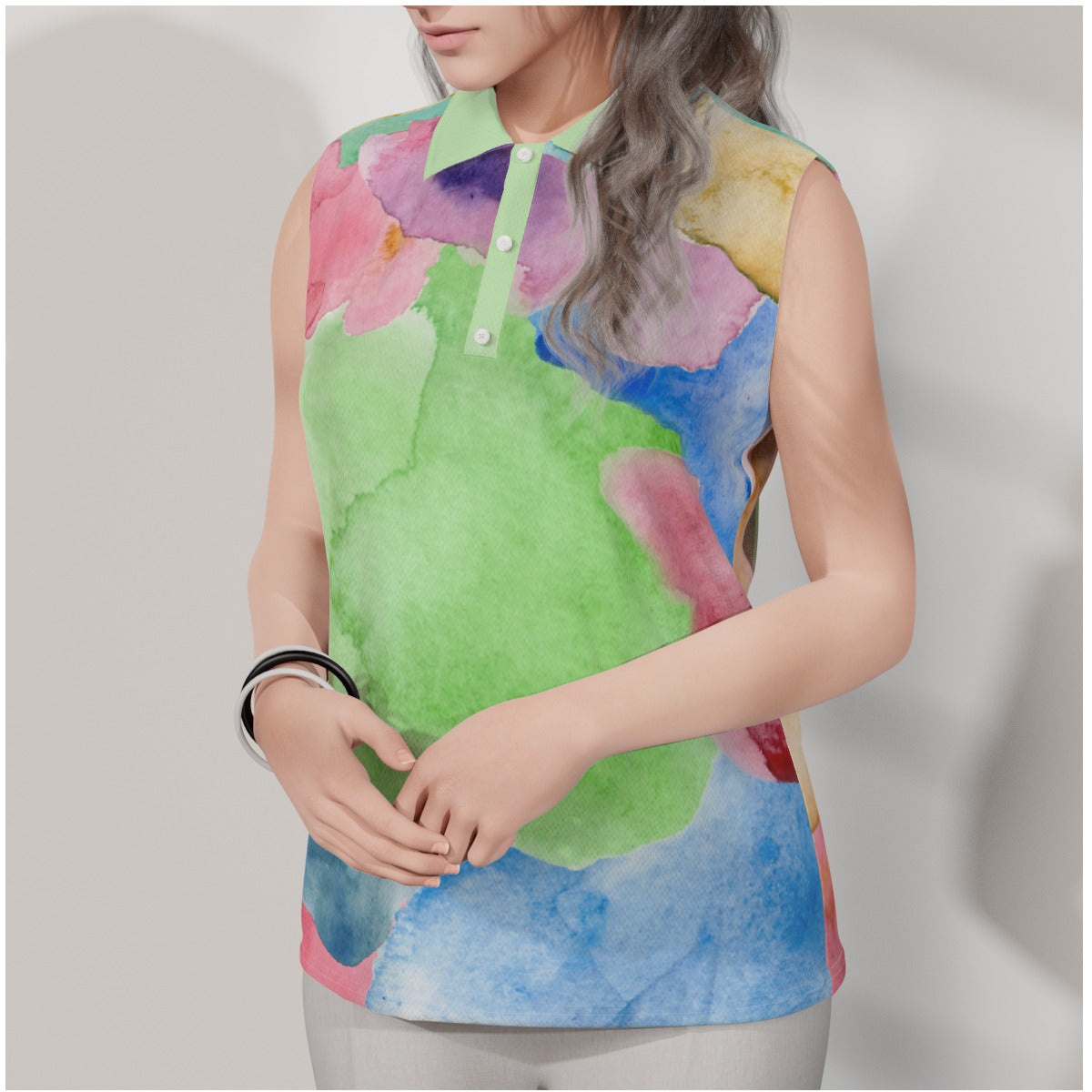 Wild Watercolor Women's Sleeveless POLO Shirt
