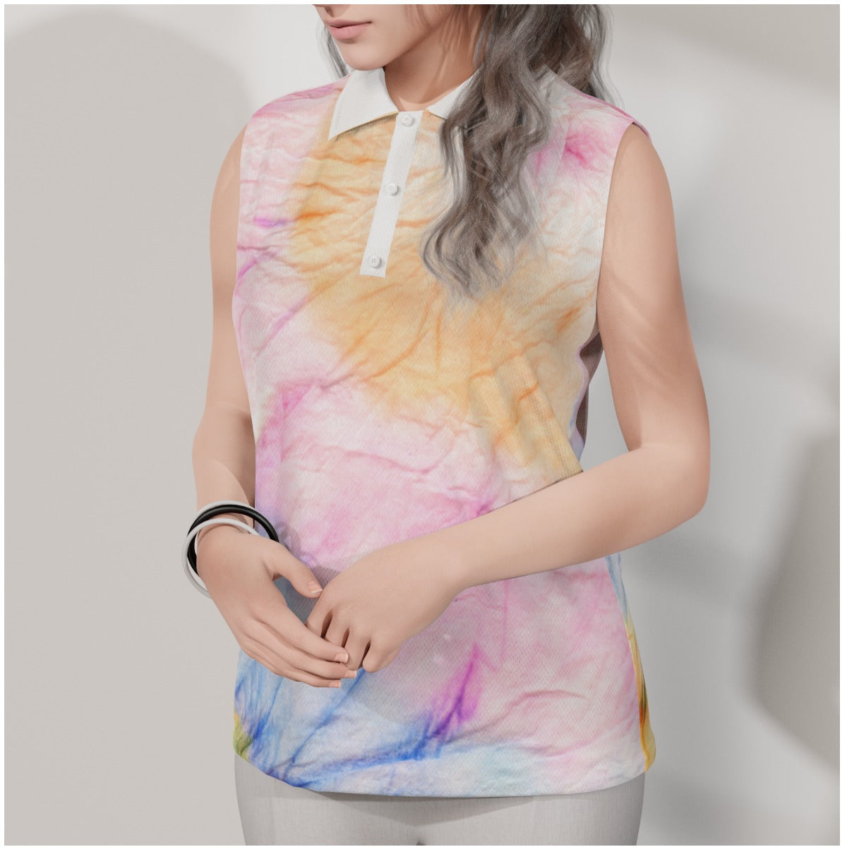 Tie Dye Women's Sleeveless POLO Shirt