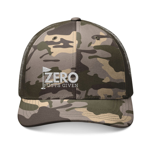 Zero Putts Given Camouflage Trucker Hat
