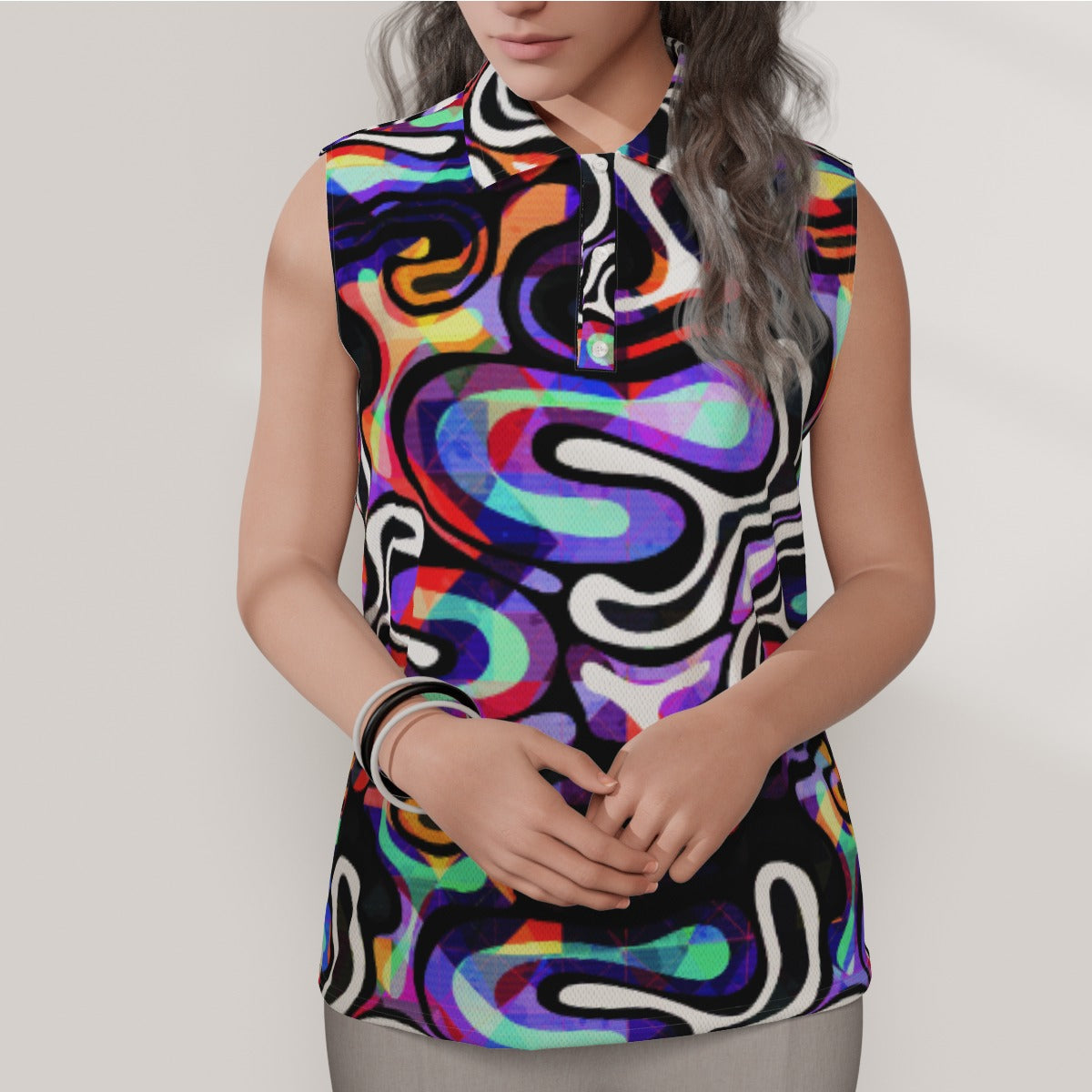 Psychedelic Women's Sleeveless POLO Shirt