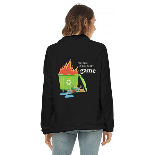 Short Game Dumpster Fire Women's Borg Fleece Sweatshirt With Half Zip