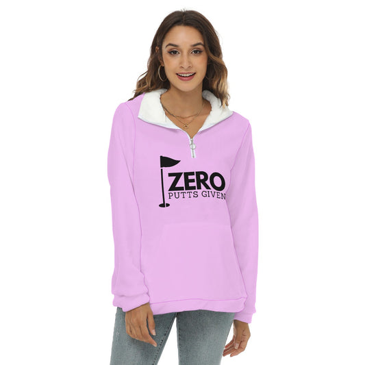 Zero Putts Given Women's Borg Fleece Sweatshirt With Half Zip