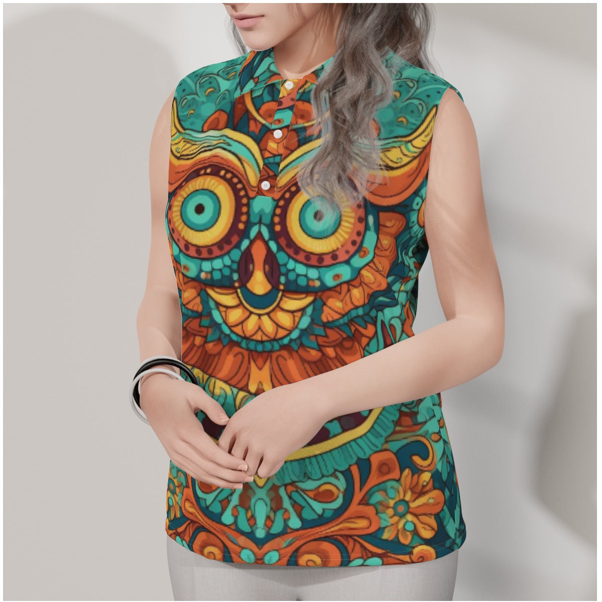 Owl Eyes Women's Sleeveless POLO Shirt