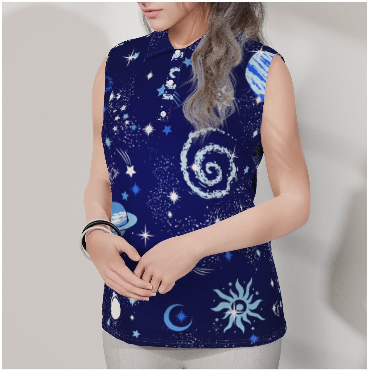 Out in Space Women's Sleeveless POLO Shirt