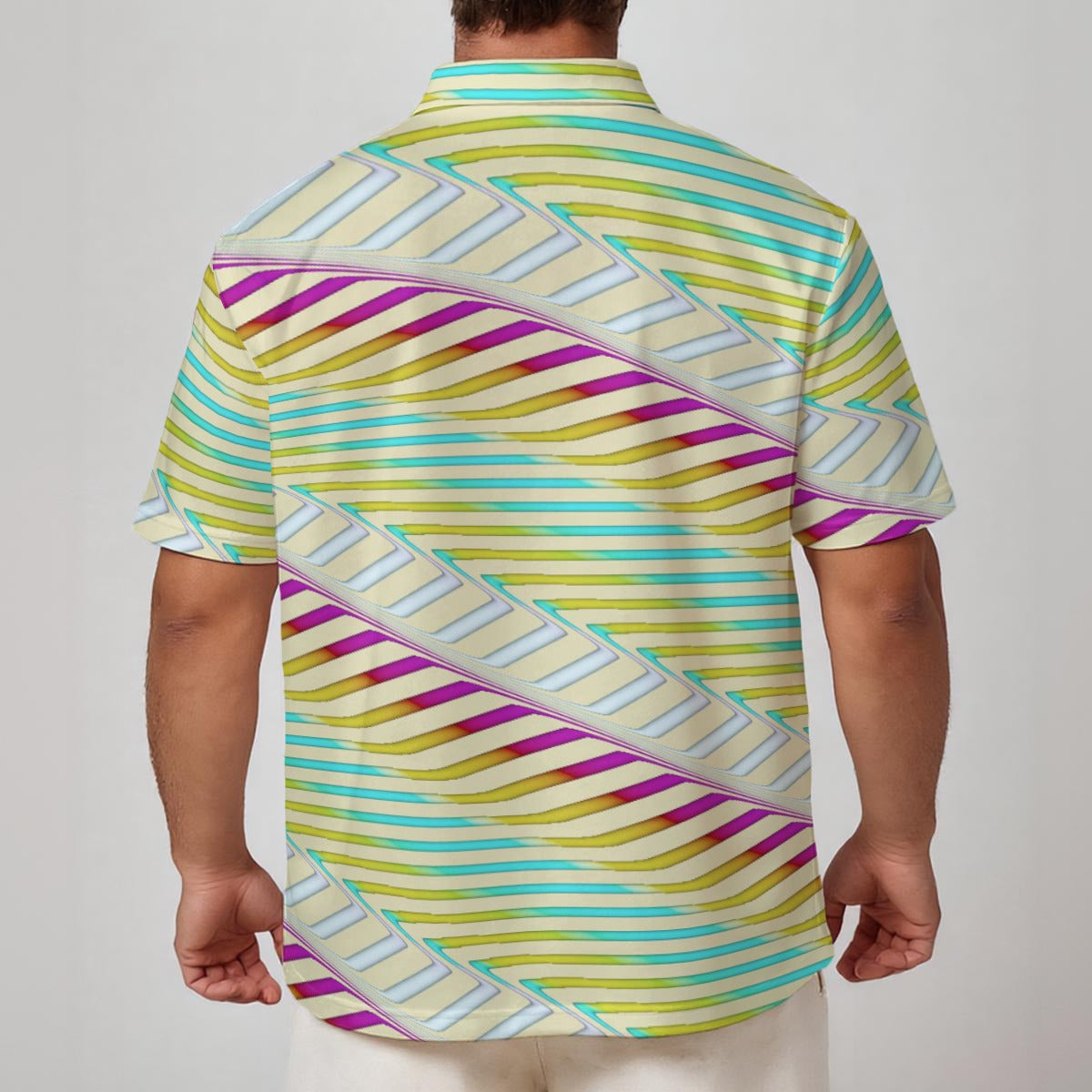 Palm Pinstripe Men's Polo Shirt