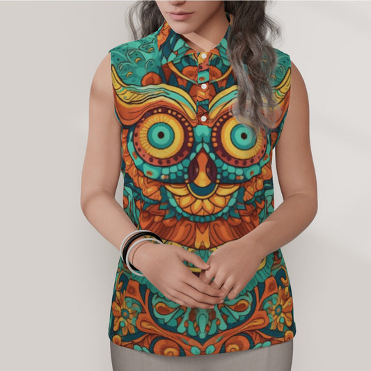 Owl Eyes Women's Sleeveless POLO Shirt