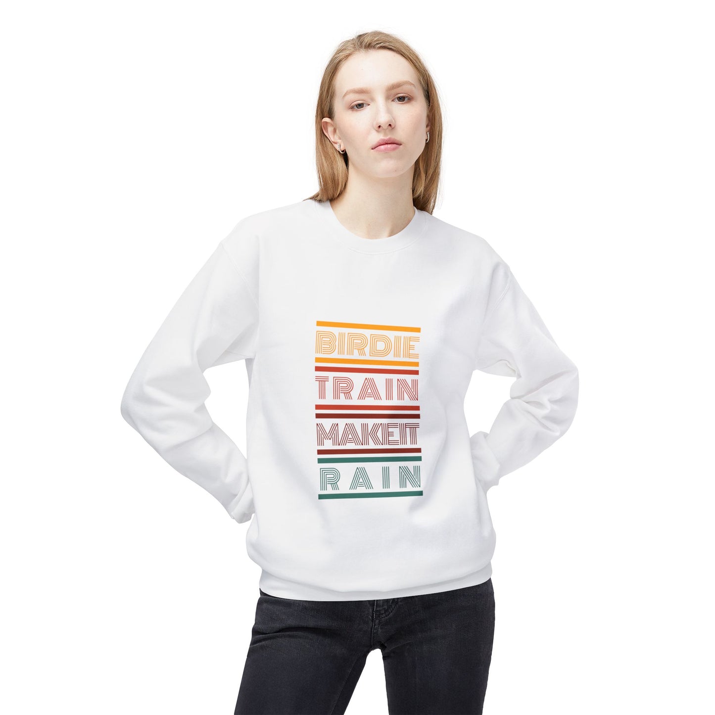 Birdie Train Make It Rain Unisex Fleece Crewneck Sweatshirt
