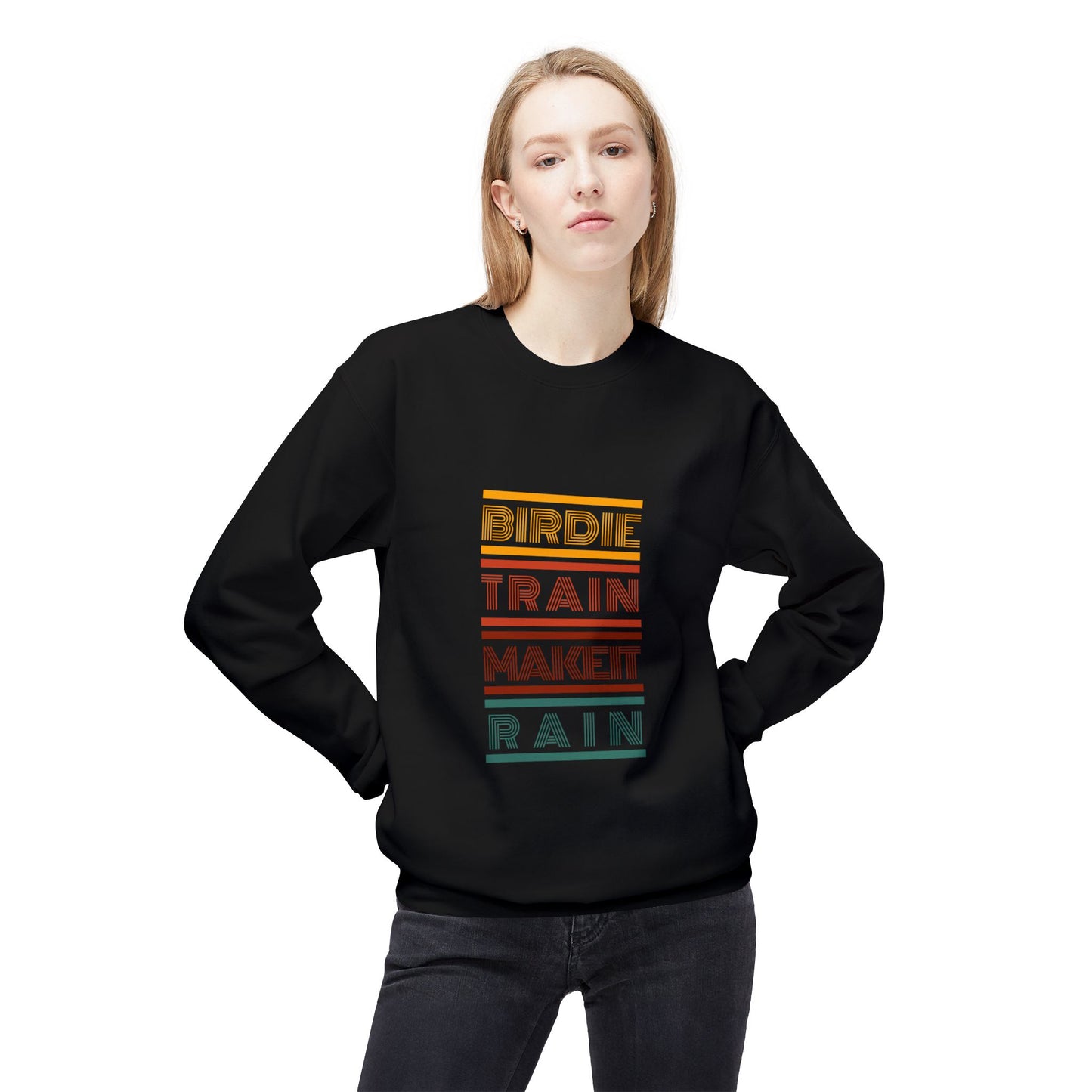 Birdie Train Make It Rain Unisex Fleece Crewneck Sweatshirt