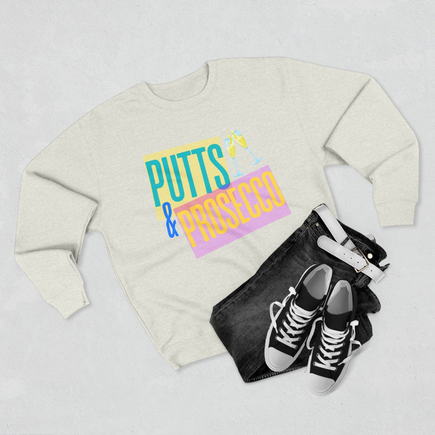Putts & Prosecco Golf Sweatshirt — Fun Women’s Golf Crewneck