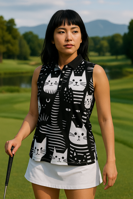 Fat Cat Women's UV Protection Sleeveless Polo Shirt