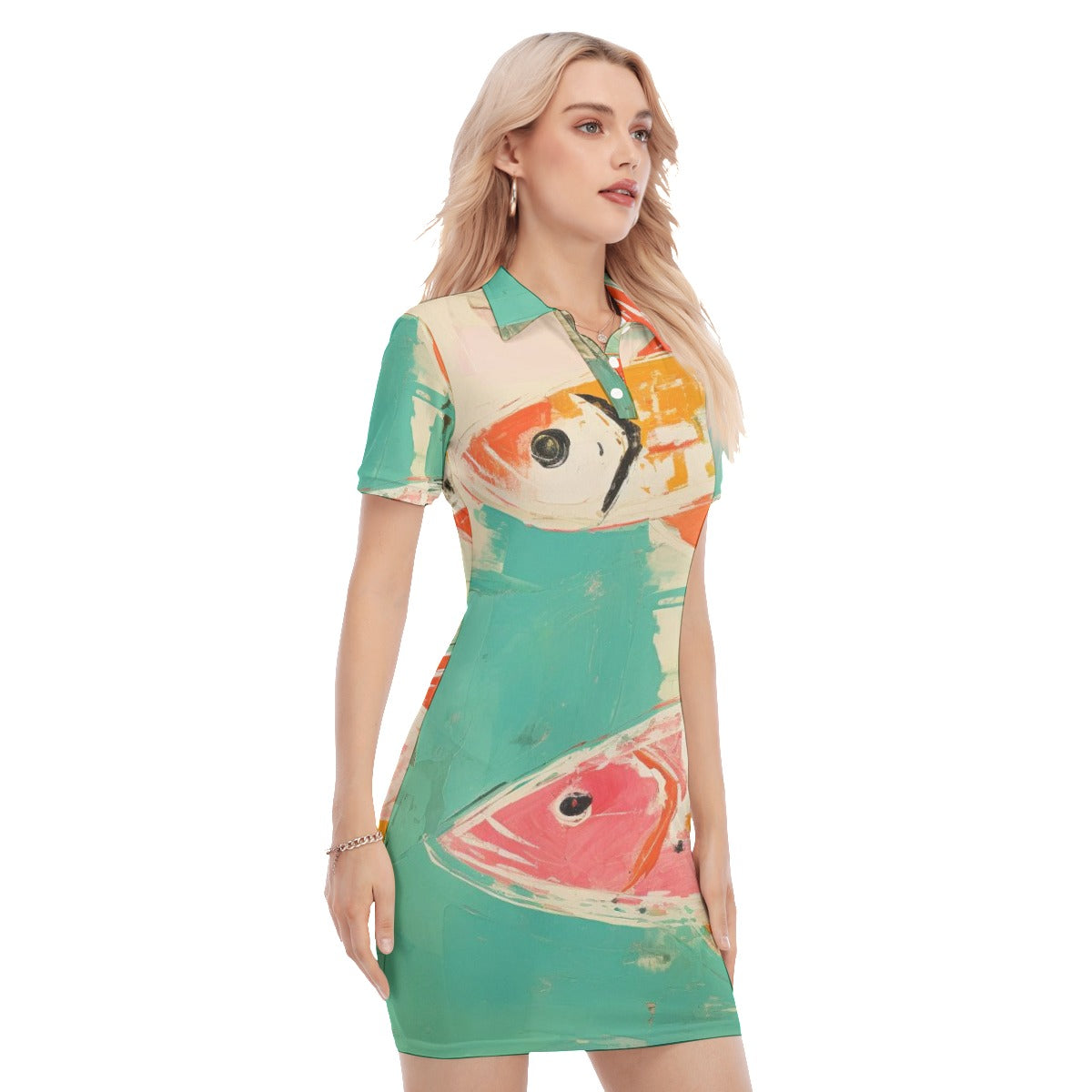 Fishy Women's Polo Collar Dress