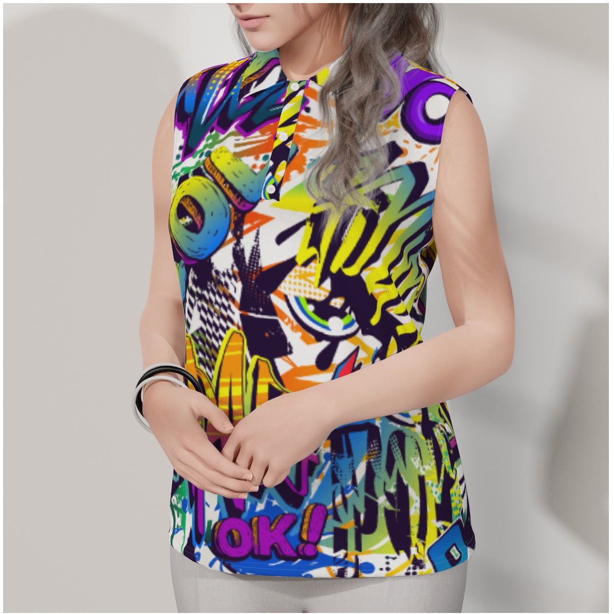 Graffiti Women's Sleeveless POLO Shirt