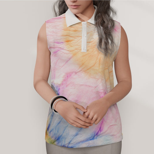 Tie Dye Women's Sleeveless POLO Shirt