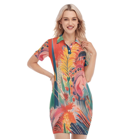 Funky Tropics Women's Polo Collar Dress