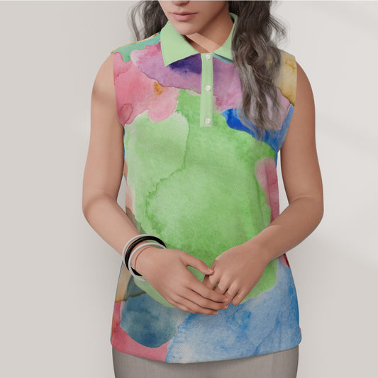 Wild Watercolor Women's Sleeveless POLO Shirt