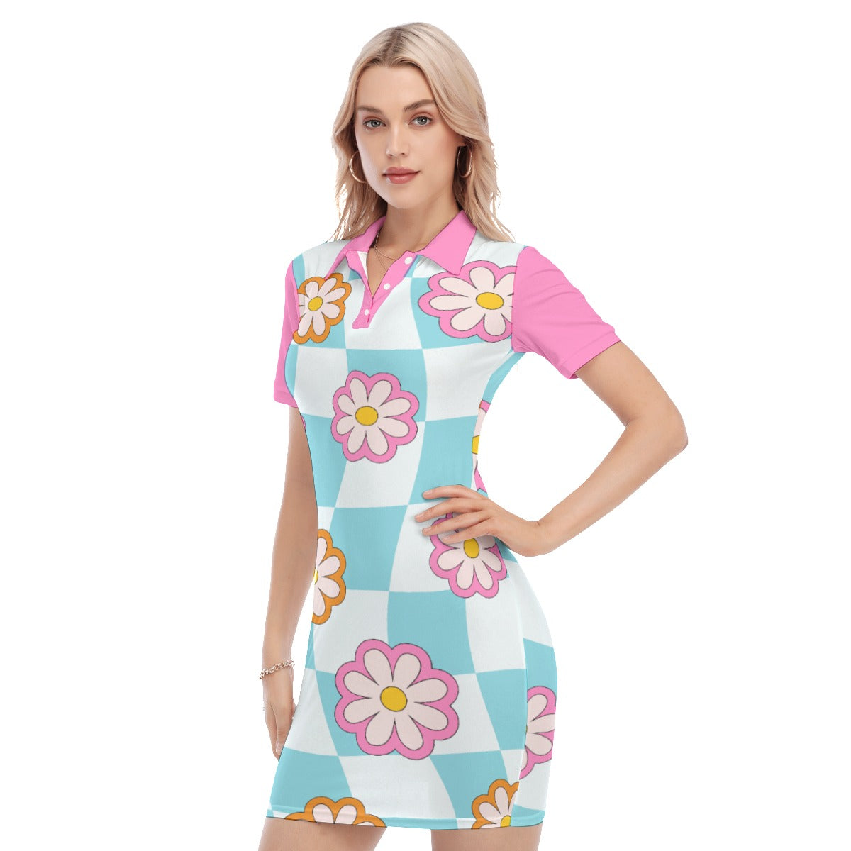 Flower Power Women's Polo Collar Dress